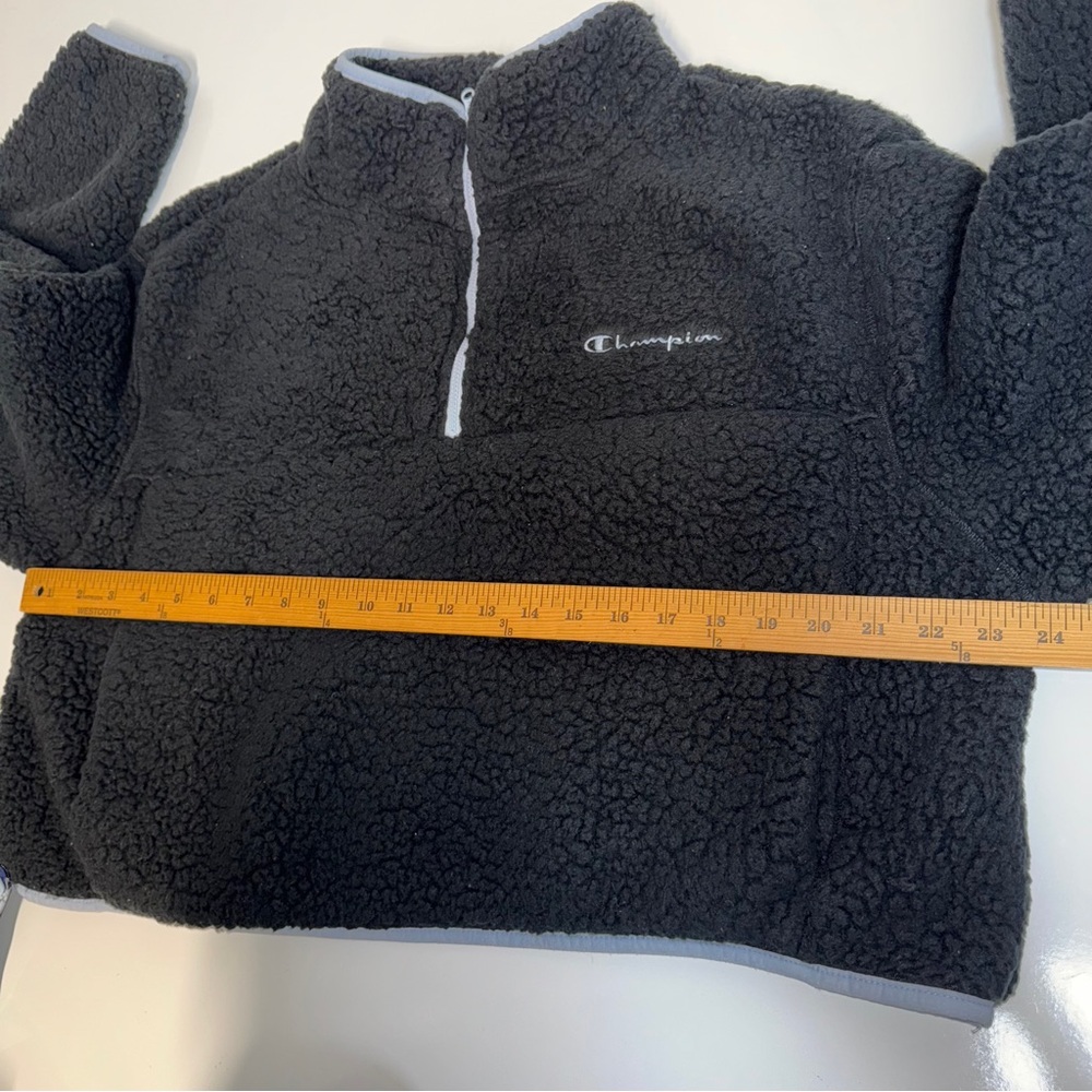 Champion Women’s Black Sherpa Fleece‎ Quarter Zip Pullover Sweater Size XL - Picture 9 of 10